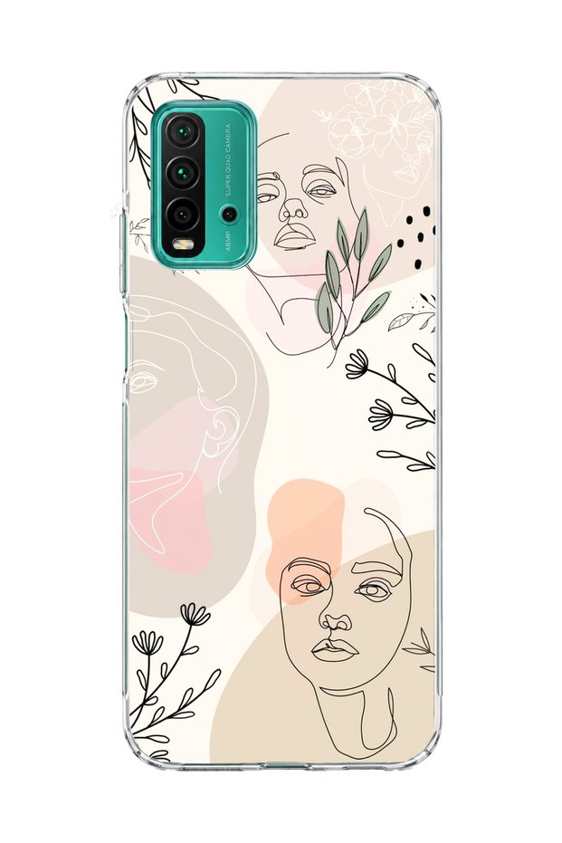 حافظة هاتف شفافة مطبوعة بتصميم أوراق الشجر متوافقة مع Redmi 9T