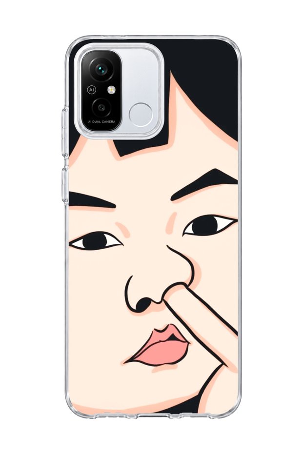 Redmi 12C Compatible Funny Face Nose Printed Transparent Phone Case