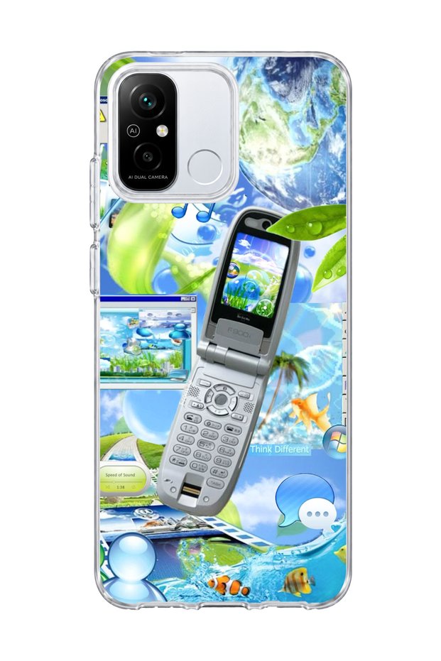 Redmi 12C Compatible Flip Phone Case Nature Printed Transparent Phone Case