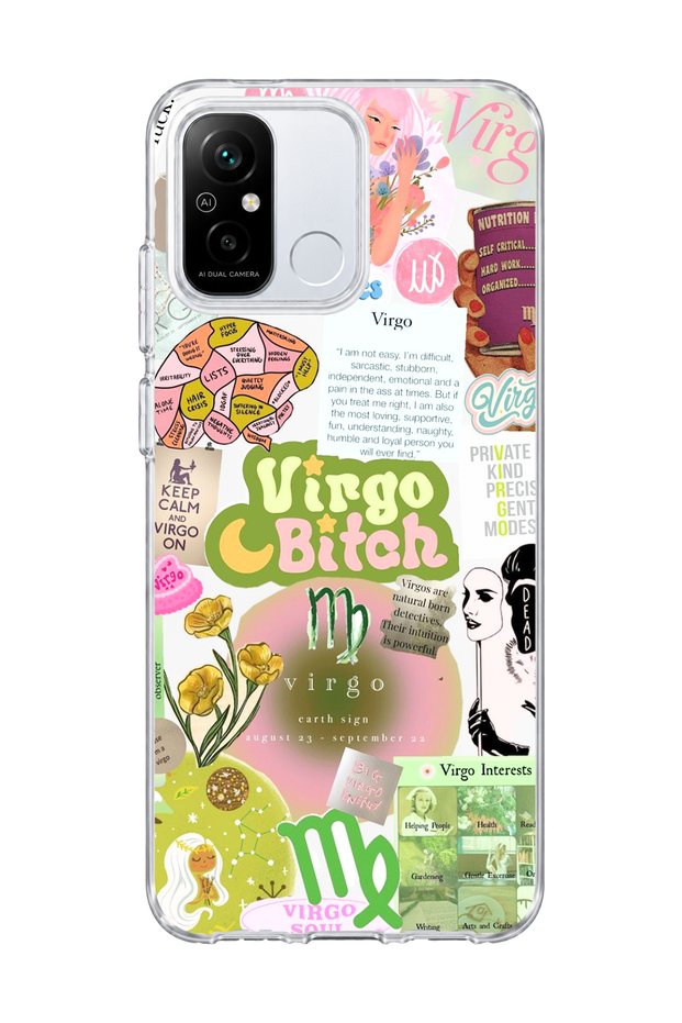Redmi 12C Compatible Virgo Sign Printed Transparent Phone Case