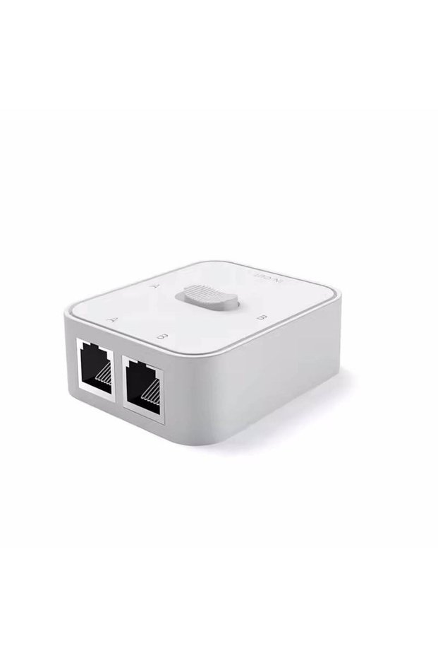 محول شبكة جيجابت أبيض بمنفذين 1000 ميجابت في الثانية، محول RJ45، مقسم شبكة، موسع كابل، محدد نطاق