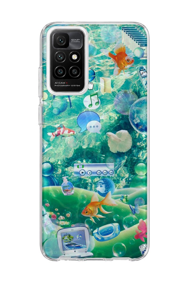 Redmi 10 2022 Compatible Underwater Fish Printed Transparent Phone Case