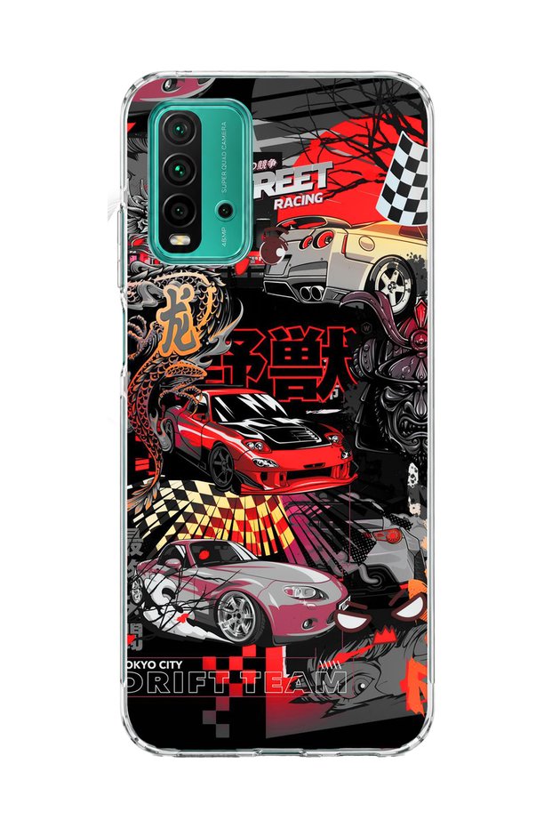 Redmi 9t Compatible Tokyo Street Race Printed Transparent Phone Case