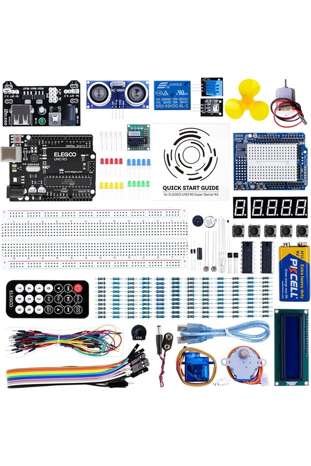 مجموعة أدوات UNO Project Super Starter مع دليل تعليمي ولوحة UNO R3 متوافقة مع Arduino IDE