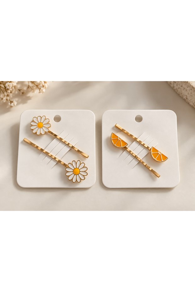 Daisy and Orange Four-Piece Wire Buckle Set 5.5cm