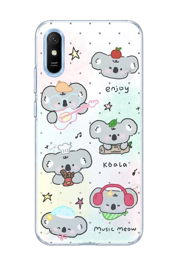 Redmi 9A Compatible Cute Koala Printed Transparent Phone Case