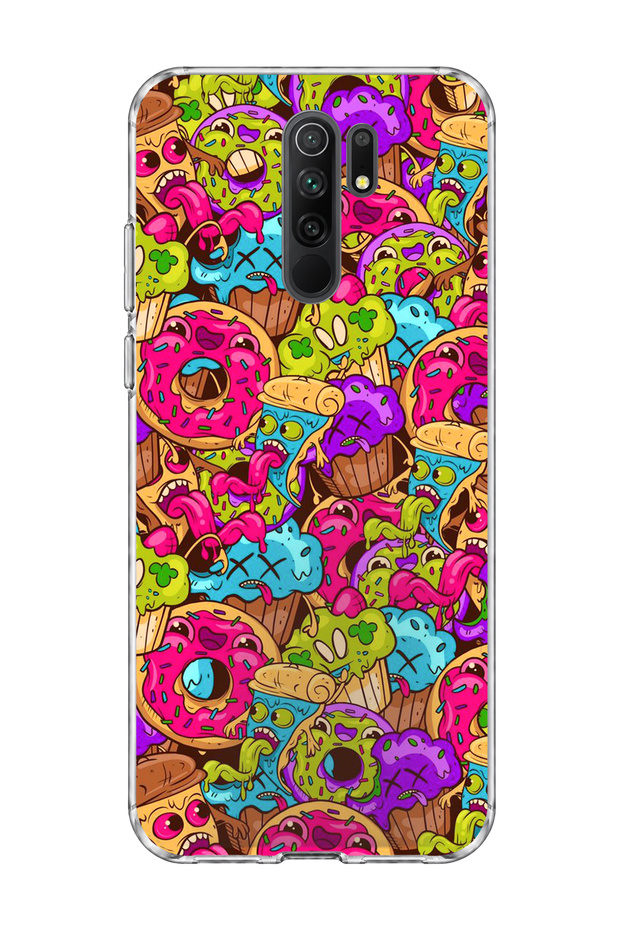 Redmi 9 Compatible Zombie Sweet Colorful Printed Transparent Phone Case