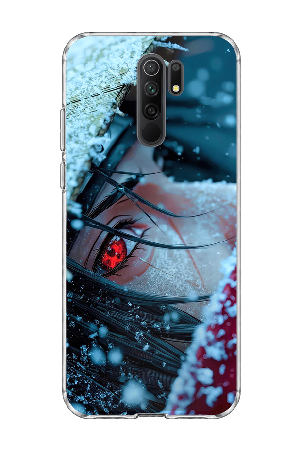 Redmi 9 Compatible Anime Red Eye Printed Transparent Phone Case