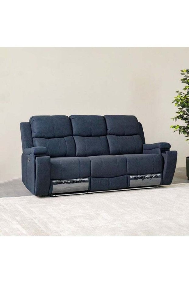 Paladin 3-Seater Fabric Recliner Sofa with LED Lights & Cu
