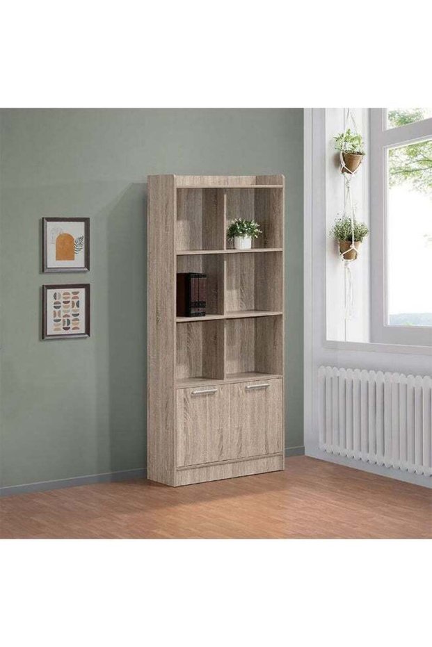 Supreme 2 Door Book Case With Open Shelves Bookshelf Moder