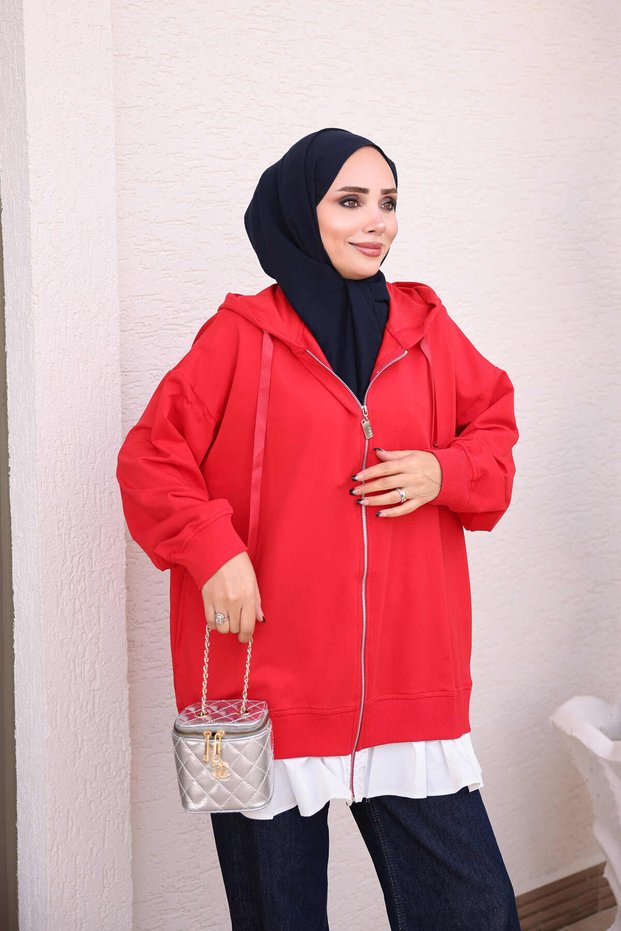 كارديجان رياضي بحاشية حمراء مكشكشة