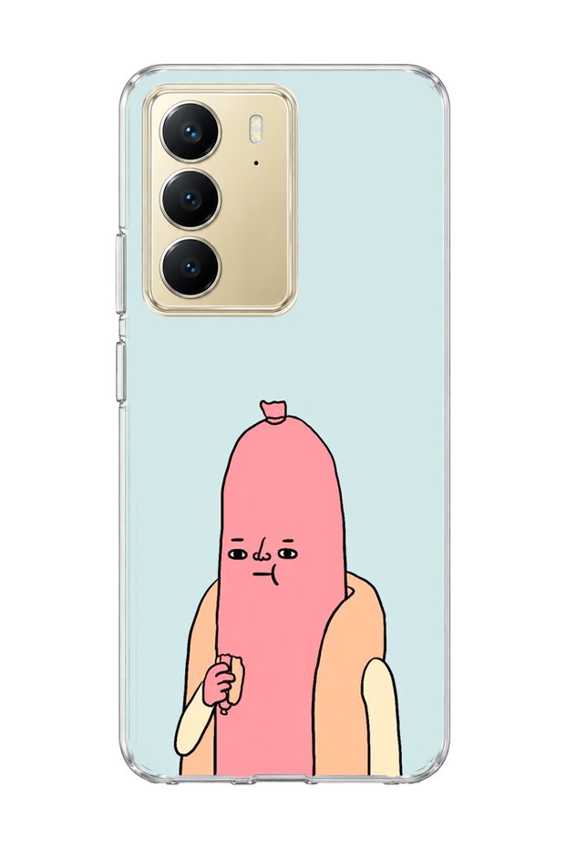 Realme C75 Compatible Funny Sausage Character Printed Transparent Phone Case