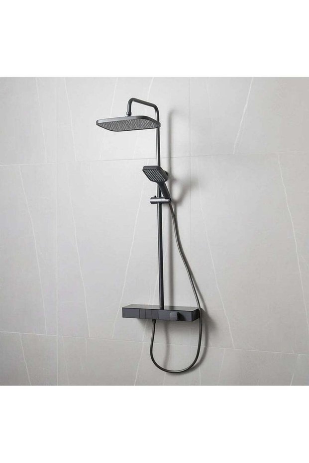 Piano Plus Square Rain Shower Matt Grey | Stainless Steel Rain