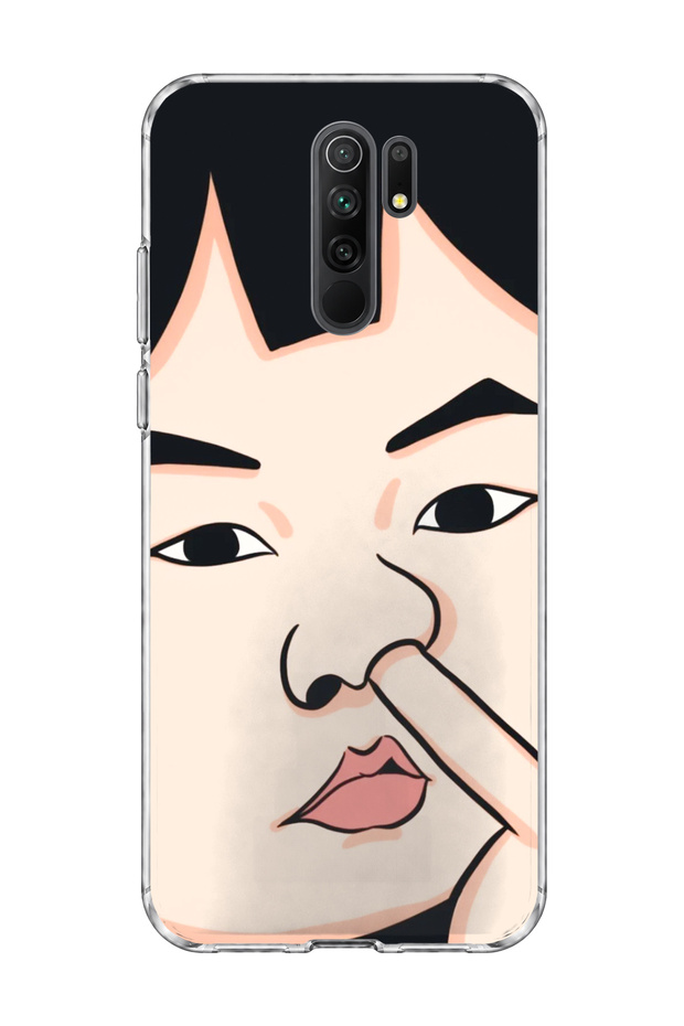 Redmi 9 Compatible Funny Face Nose Printed Transparent Phone Case