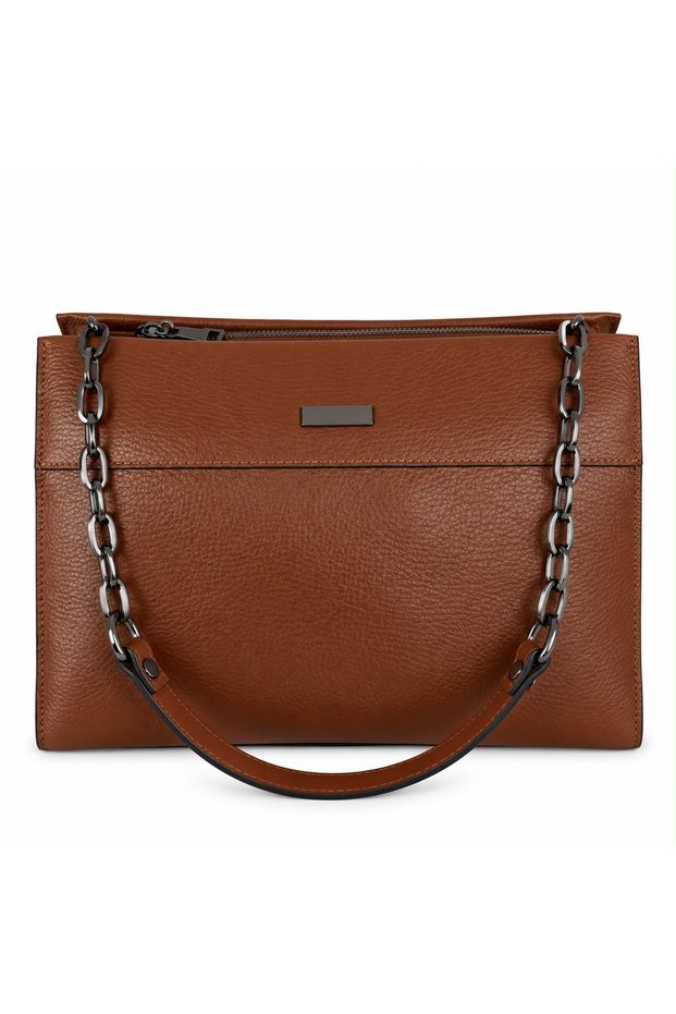 Derkon 100% Genuine Leather Women's Hand and Shoulder Bag in Tan Color