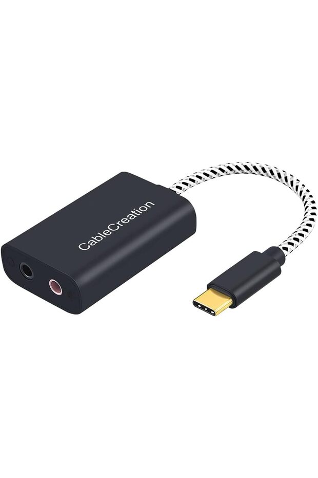 محول ميكروفون USB-C، بطاقة صوت ستيريو خارجية من النوع C