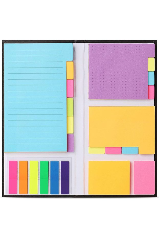 Sticky Notes Set, 410pcs Divider Sticky Notes Tabs, Divider Self-Stick Notes Pads Bundle with Bookma