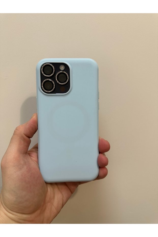 iPhone 14 Promax Compatible Magsafe Supported Suede Inside Launch Silicone Case with Camera Protection and Lens Protection Baby Blue