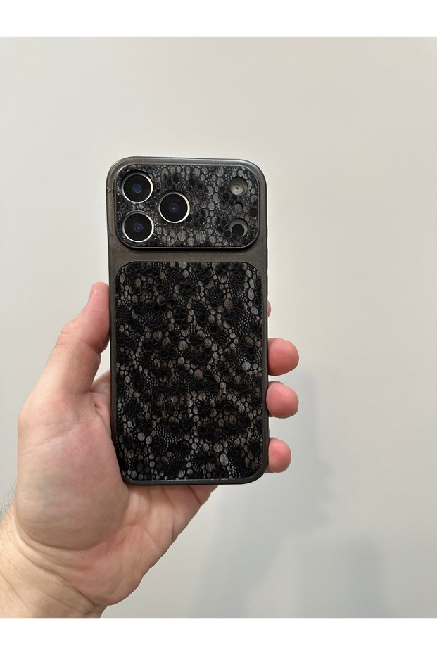 iPhone 18 Pro Compatible Black French Lace Pattern Luxury Phone Case - Stylish Cover with Camera Protection
