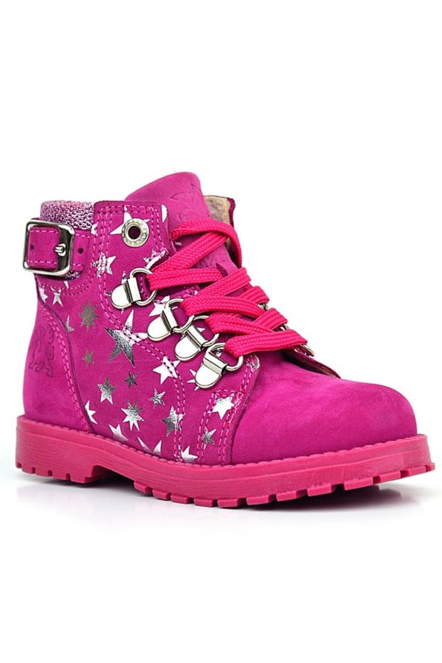 Rakerplus Griffon 8028-Pfy Fuchsia Starry 100% Leather Zippered Baby Girl Kids Boots