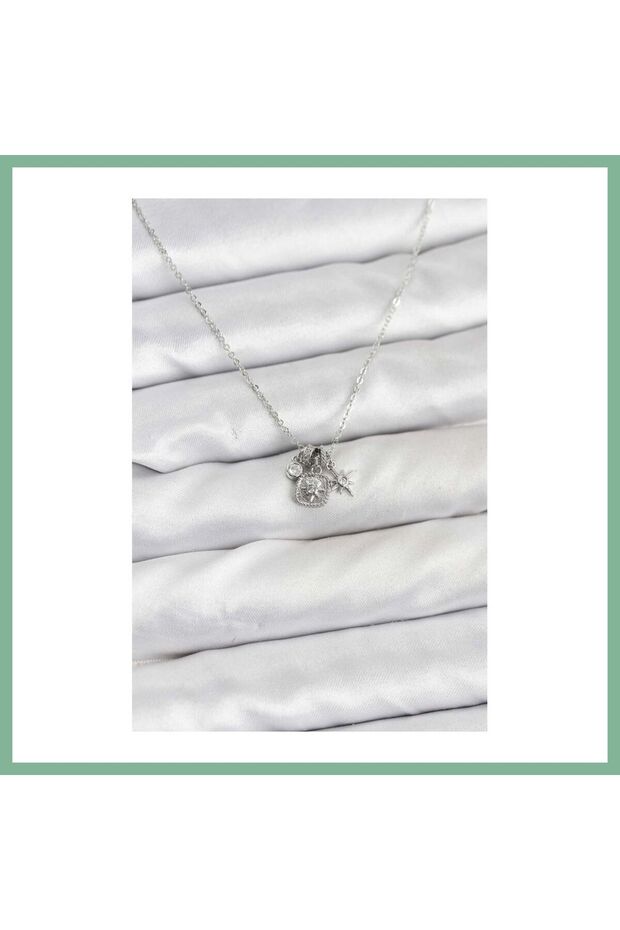 Brass Silver Color Minimal Charm Women's Necklace Bsk2026