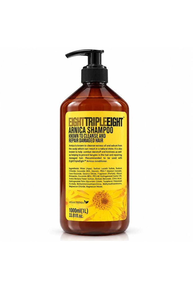 Arnica Shampoo, 1000ml (1L) – Hair Cleansing Shampoo for Damaged-Looking Hair, Supports Shine and Manageability,
