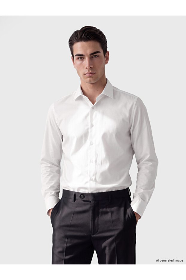 Rmz Gi̇yi̇m Farkiyla Slim Fit Gabardine Men's Shirt
