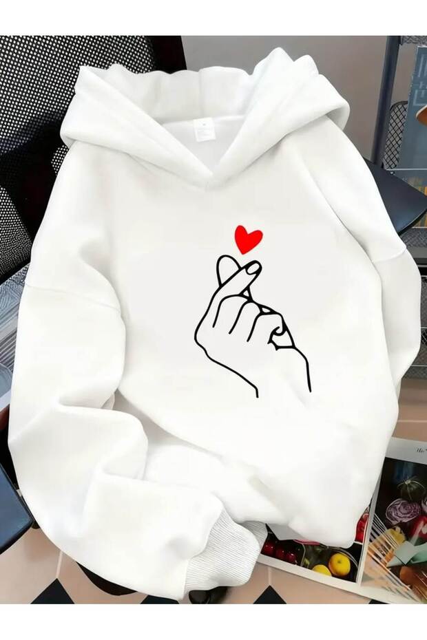 Unisex White Loose Fit Hooded Sweatshirt with Inner Pockets, Warm Hoodie