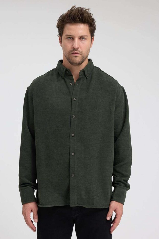 Men's Ron Velvet Shirt Khaki Green