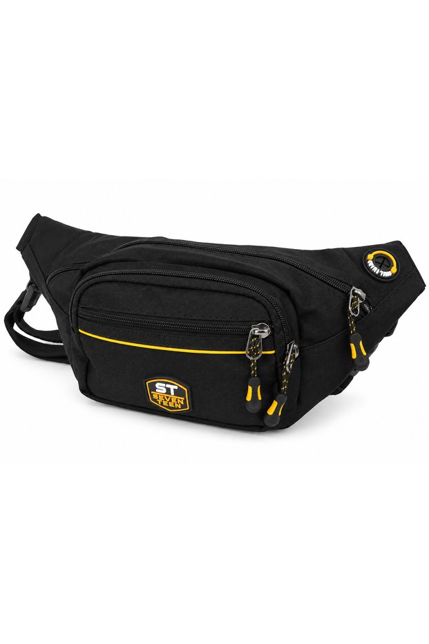 Seventeen Black Waterproof Multi-Compartment Zippered Waist Bag – Unisex Crossbody Bag with Adjustable Strap