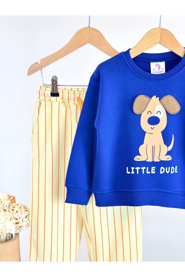 New Season Unicorn Little Dude 🐶 Sweatshirt and Striped Denim Pants