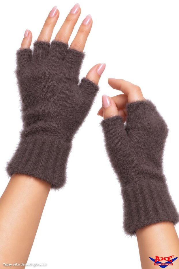 Winter Dark Plum Soft Textured Fingerless Cut-Out Half Finger Plush Comfortable Use Luxury Gloves Glove