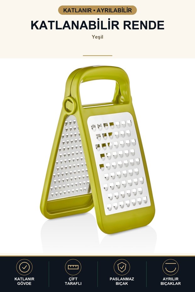 Foldable Grater Double Sided Detachable Blade Stainless Steel Compact Handheld Green