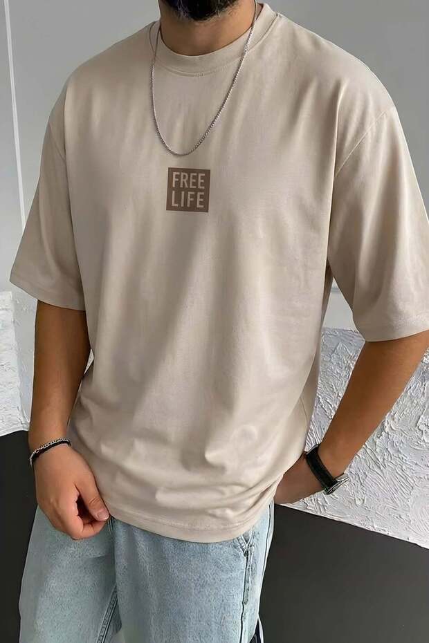 Men's Free Life Smoked Crew Neck Oversize Salas T-Shirt