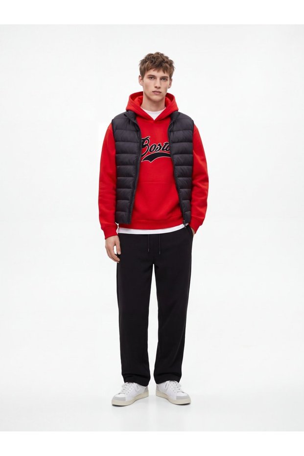 Regular Fit Drawstring Straight Leg Black Tracksuit