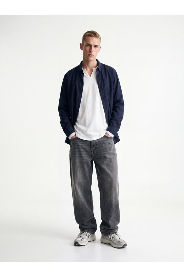 Regular Fit Basic Navy Blue Shirt