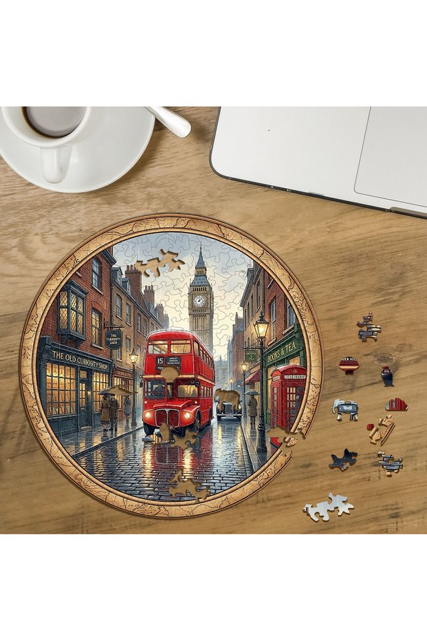 London Streets Design Special Cut Round 272 Piece Wooden Puzzle Mpda716