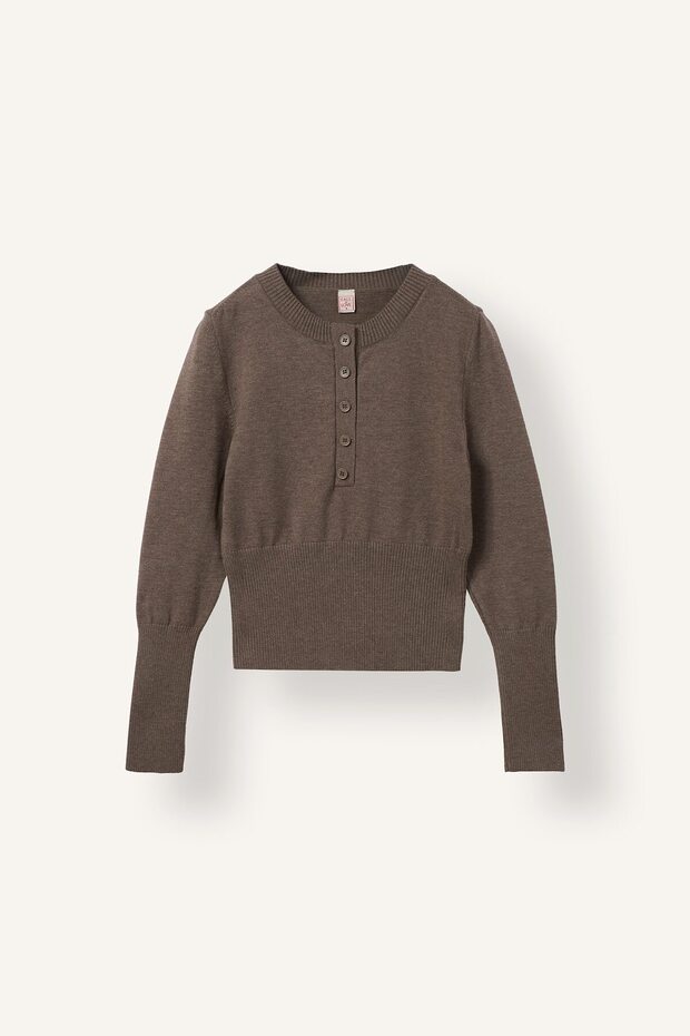 Crew Neck Button Detailed Knitwear Pajama Top I2676Ax26Au