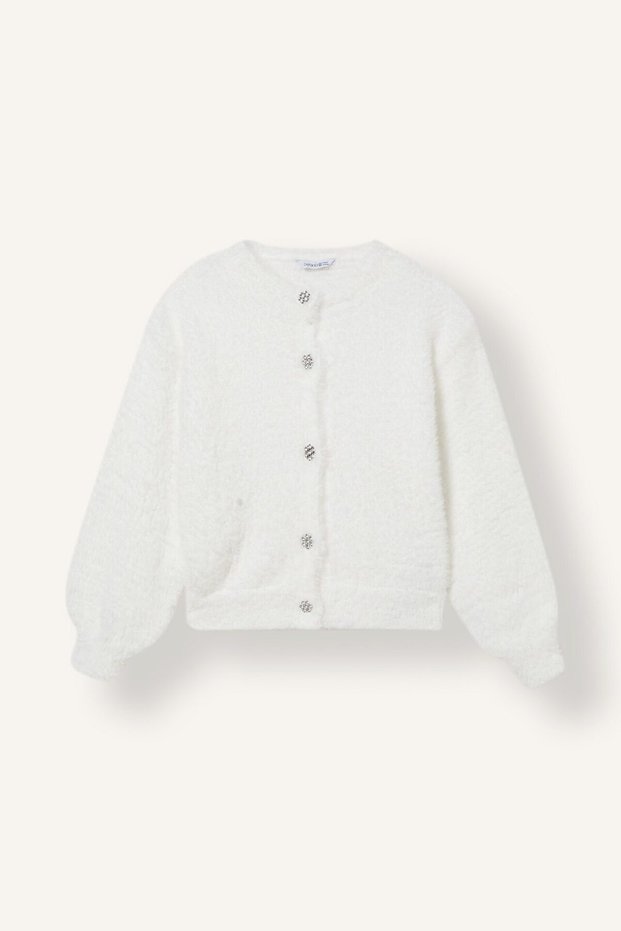 Buttoned Furry Knitwear Basic Sweater Girls I9421A826Cw