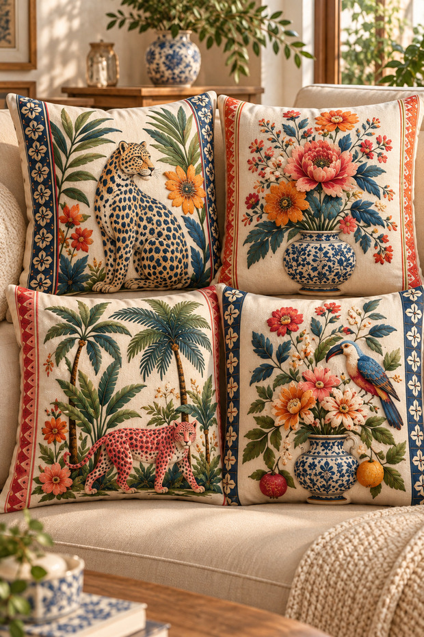 Top Quality Tiger Pattern Maximalist 4-Piece Throw Pillow Cover Set