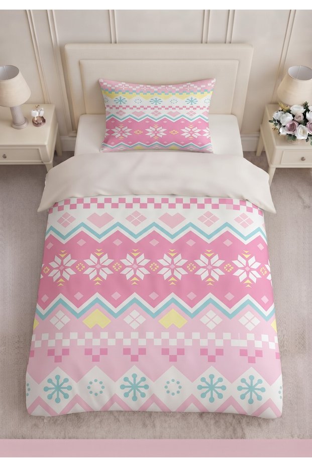 New Year Winter Snow Patterned Colorful 3D Digital Printed Single Duvet Cover Set Without Sheets Sleeping Set