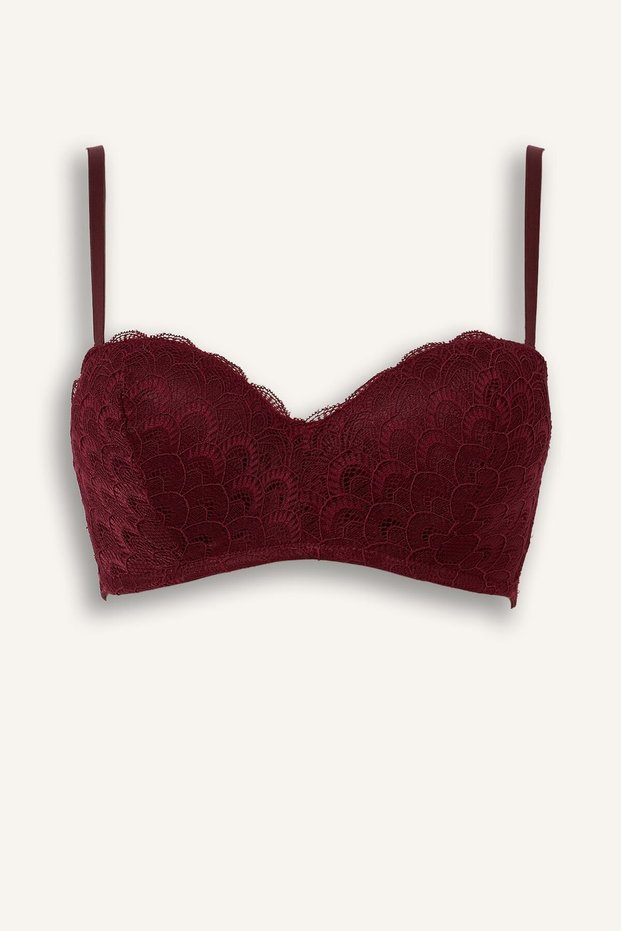 Lace Detailed Micro Covered Padded Underwire Strapless Bra H8023Ax26Au