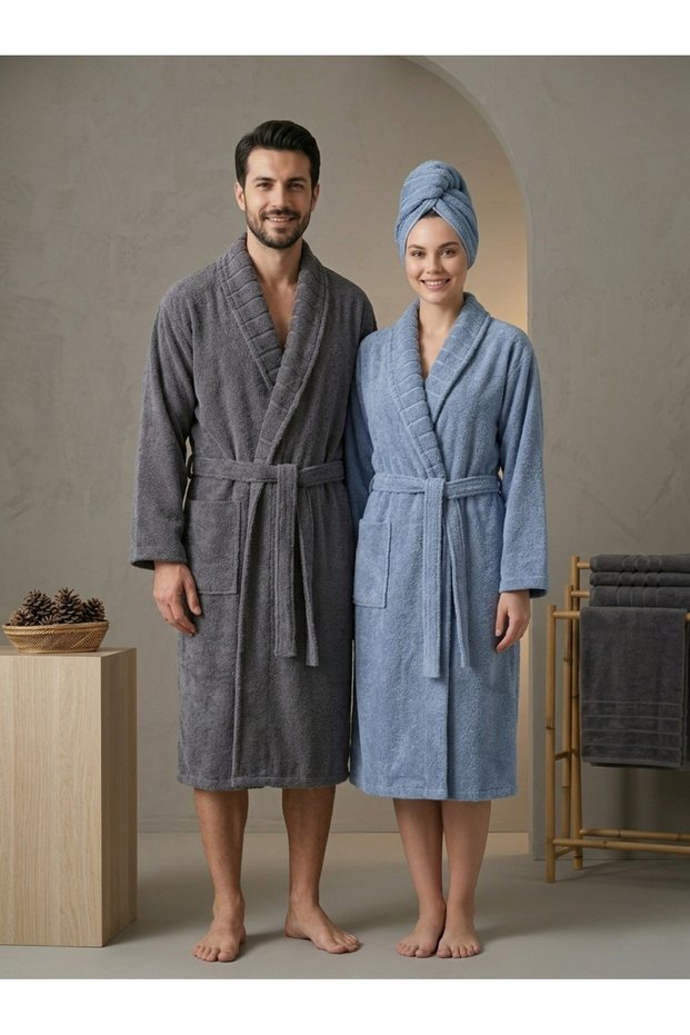 Nancy 2-Piece Cotton Bathrobe and Towel Set