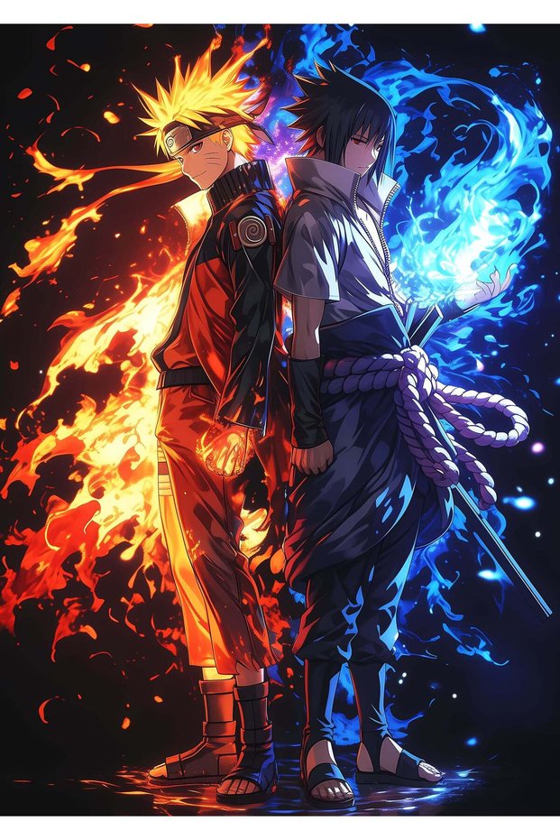 Naruto and Sasuke Anime Metal Poster - Magnetic Wall Art Print