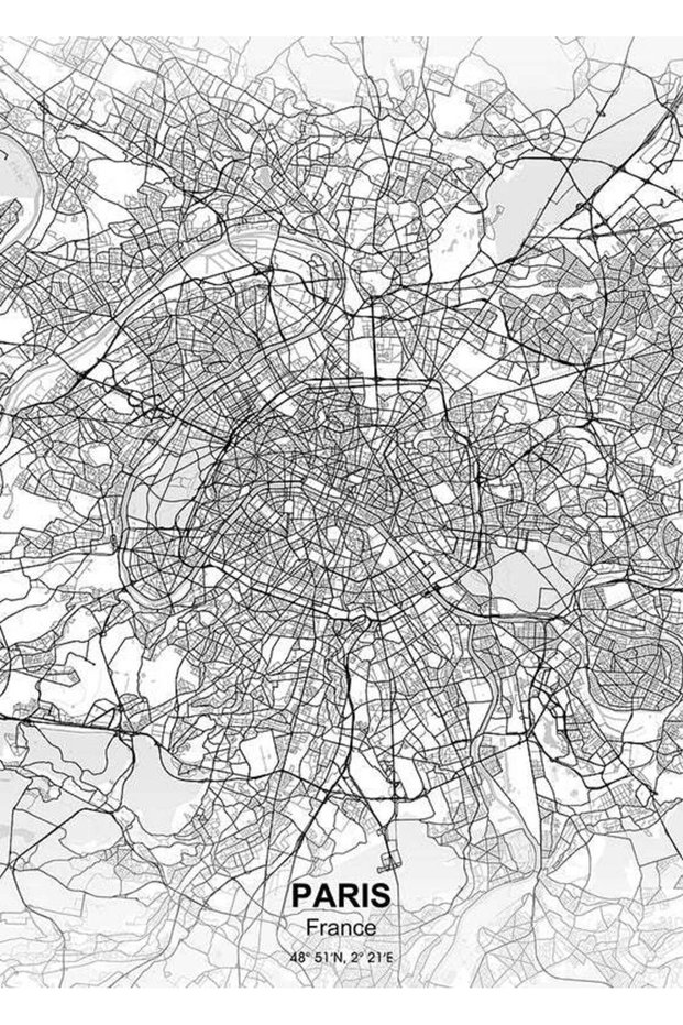 Paris City Map Metal Poster - Magnetic Wall Art Print