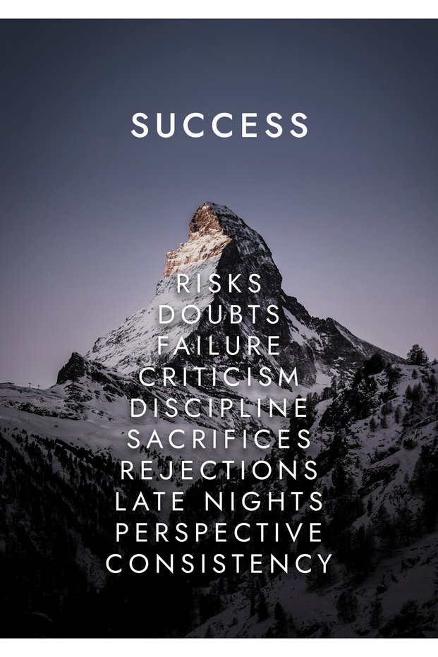 Success 3 Motivational Metal Poster - Magnetic Wall Art Print