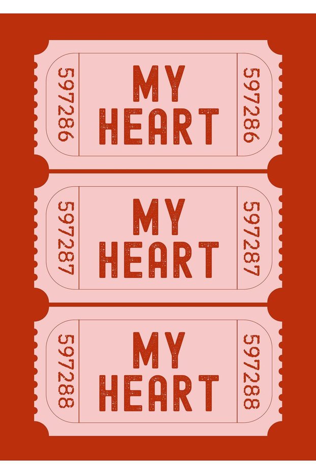 My Heart Ticket Love Metal Poster - Magnetic Wall Art Print