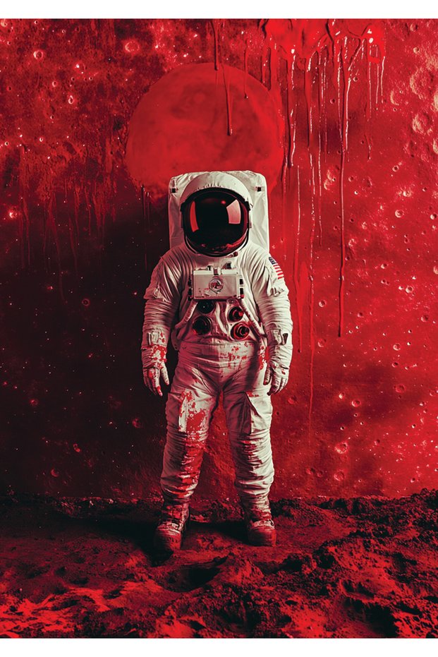 Red Astronaut Pop Art Metal Poster - Magnetic Wall Art Print