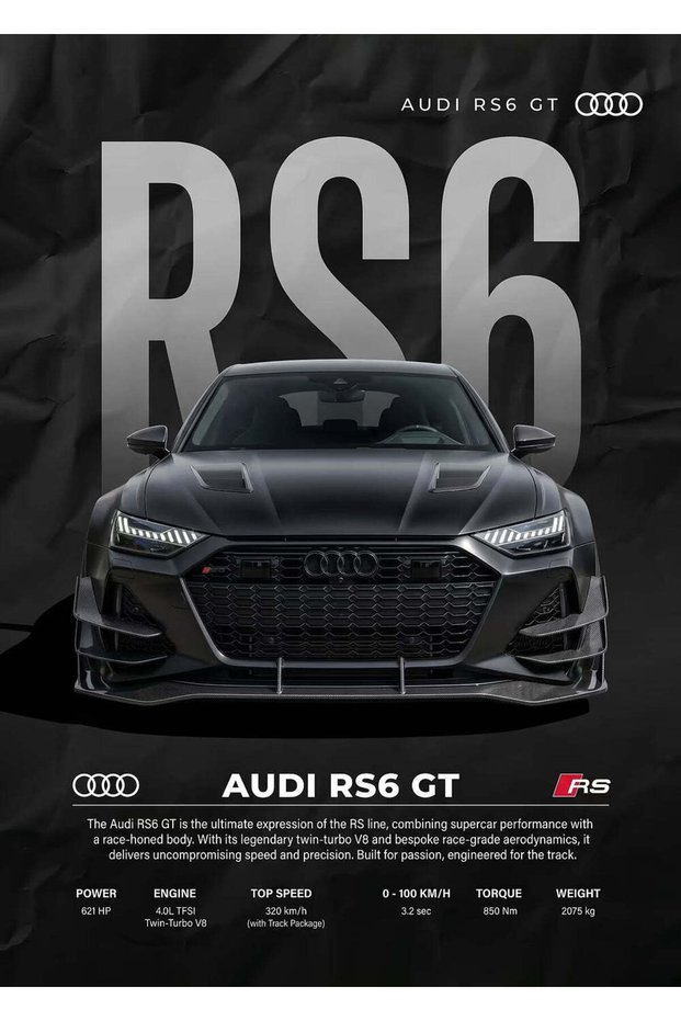 Audi RS6 GT Car Metal Poster - Magnetic Wall Art Print