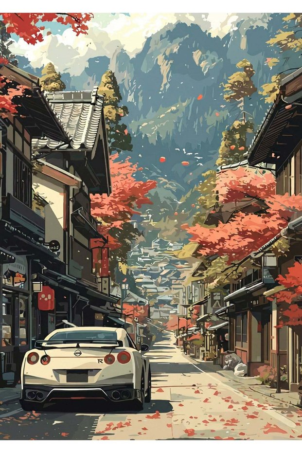 Japanese Street Nissan GTR Car Metal Poster - Magnetic Wall Art Print